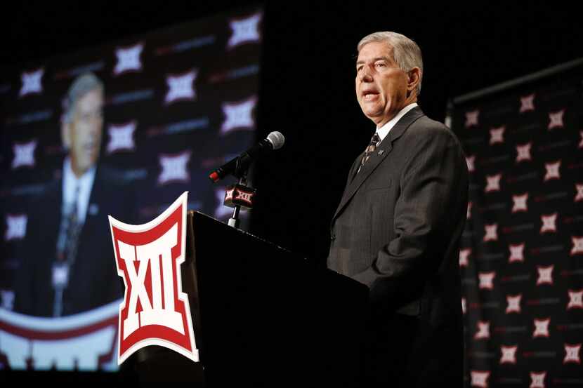 Big XII Commissioner Bob Bowlsby address the media assembled for the Big 12 Conference...