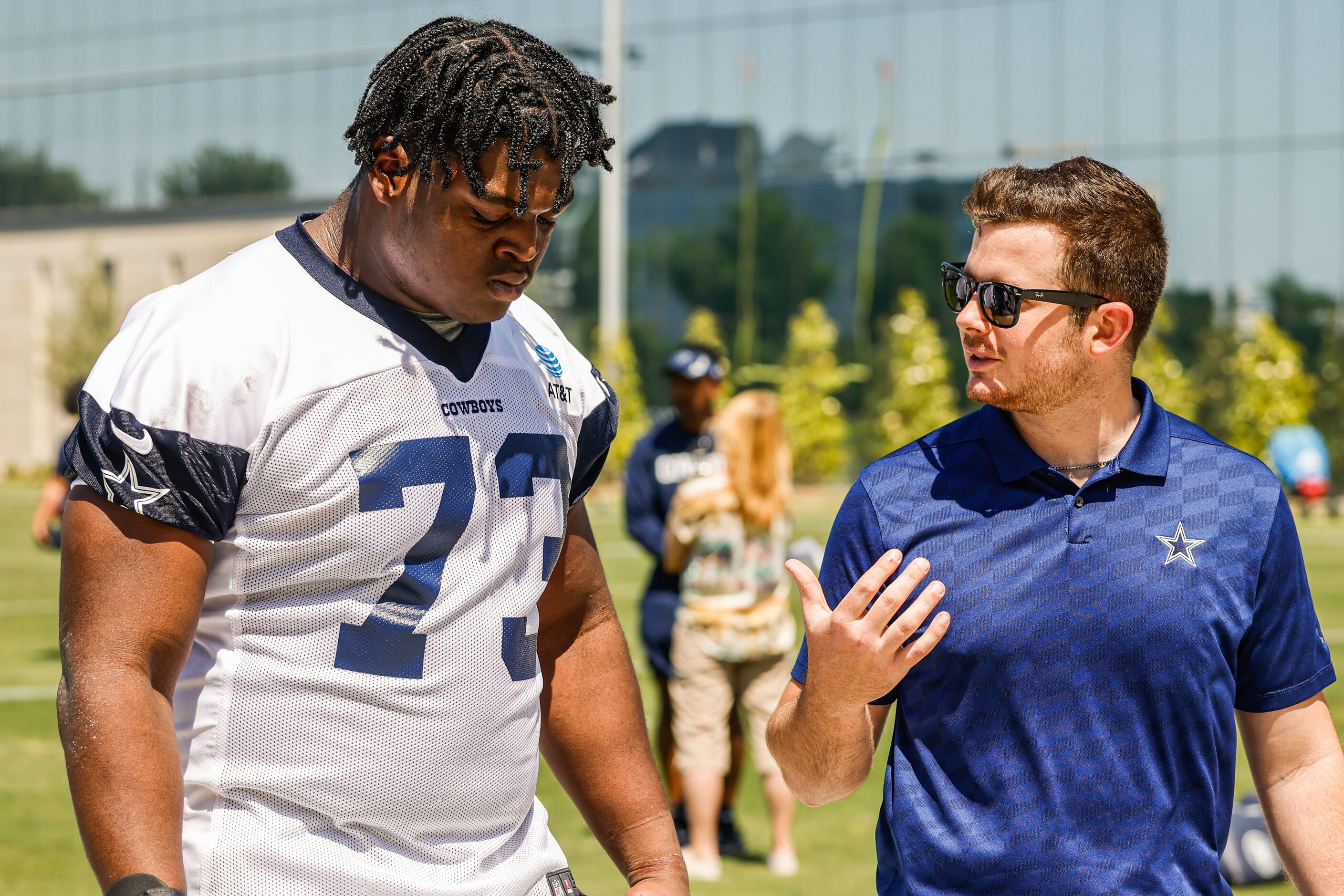 Dallas Cowboys offensive tackle (73) Tyler Smith with Bronte Hermesmeyer, public relations...