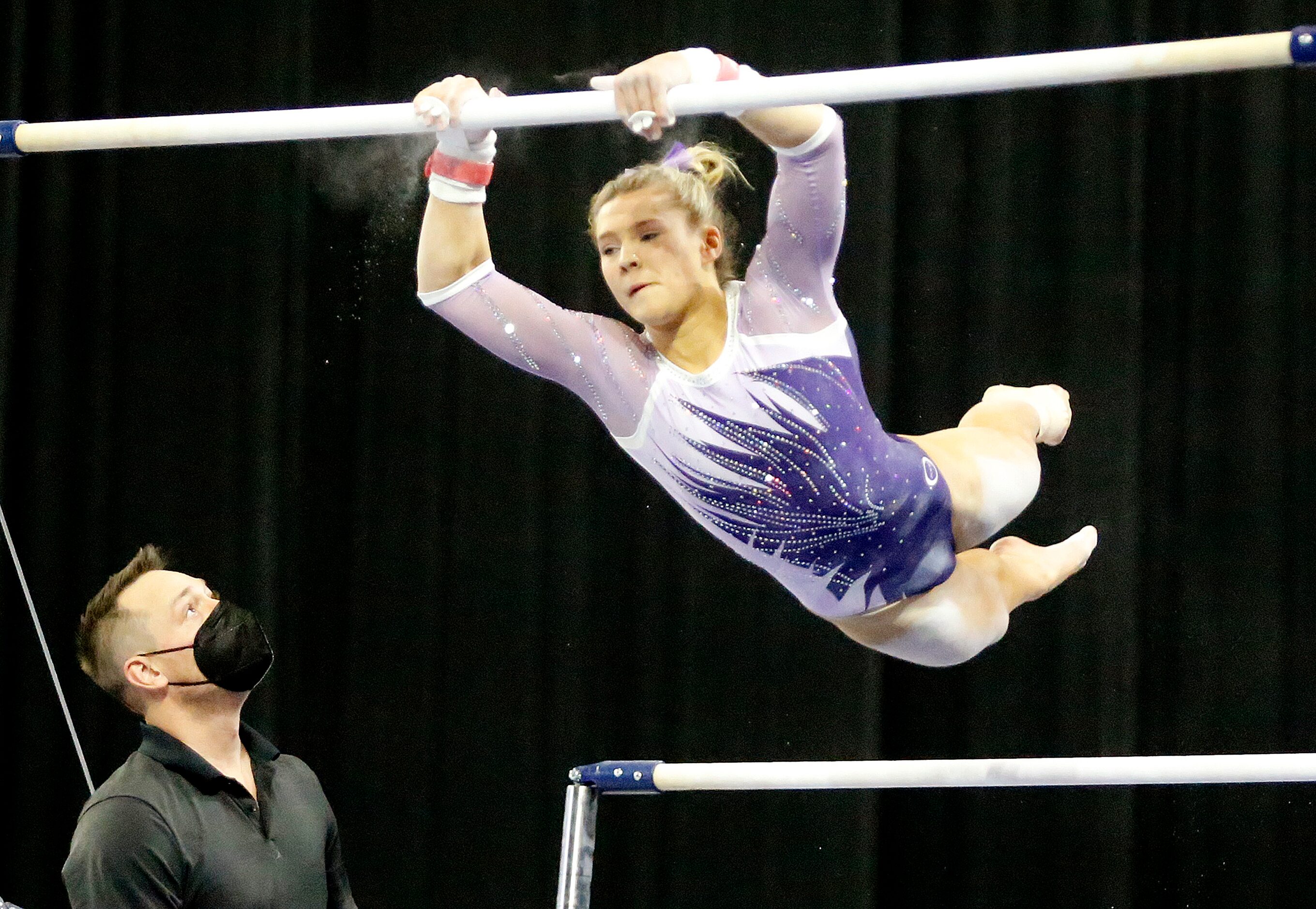 Lexi Zeiss with the Twin City Twisters performs on the uneven bars during the USA Gymnastics...