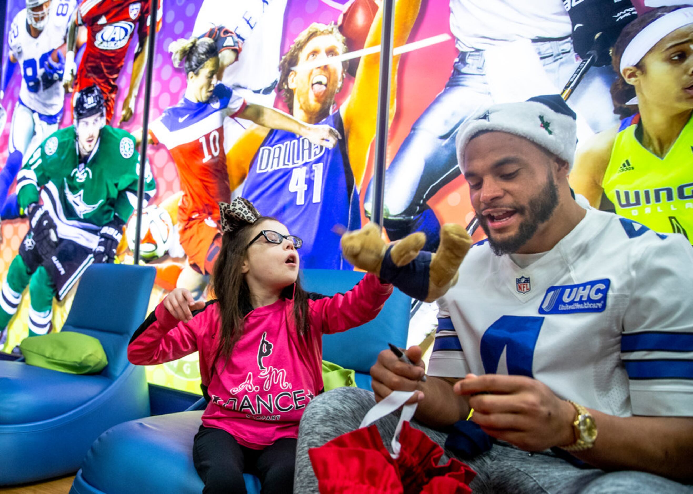 A decal for the Walter Payton NFL Man of the Year Award is seen on the  helmet of Dallas Cowboys quarterback Dak Prescott during the first half of  an NFL football game