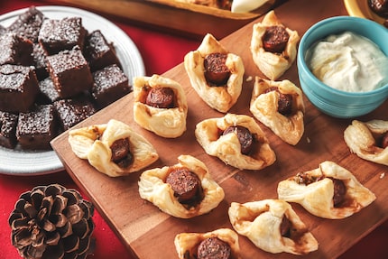 Jalapeño sausage puffs and chocolate fudge brownie bites are a few of the bite-sized eats...