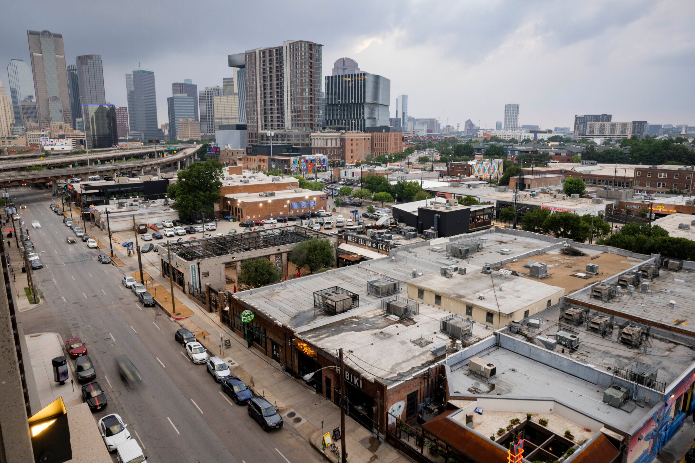 A view of the Deep Ellum district of Dallas looking towards downtown from The Stack at Deep...