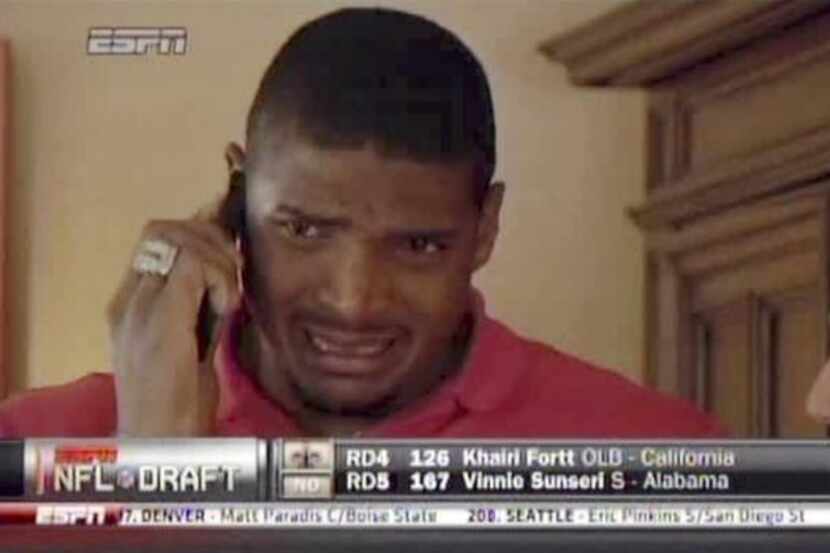 
Missouri defensive end Michael Sam cries as he learns that he was selected in the seventh...