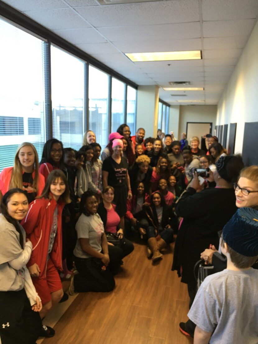 South Grand Prairie girls basketball coach Samantha Morrow got a surprise visit from her...