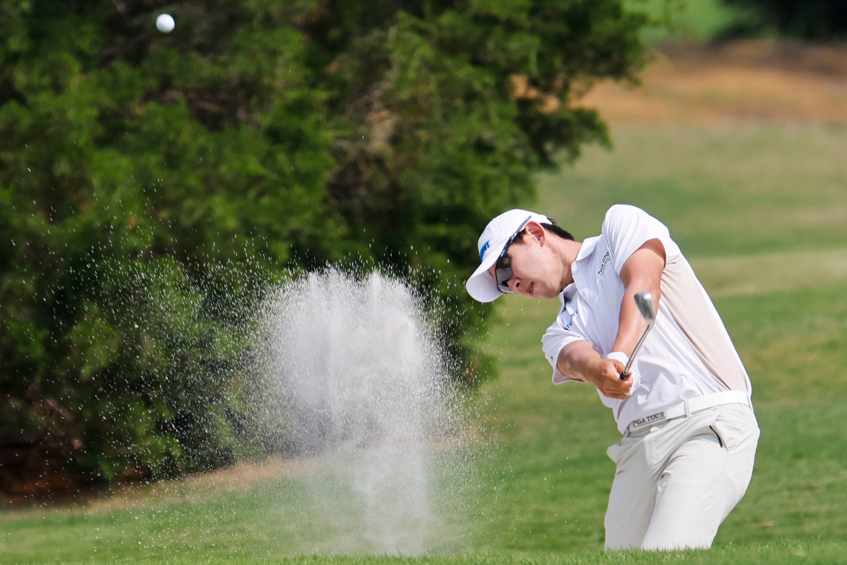 S.Y. Noh of South Korea hits to the green on the fifth hole during the second round of the...