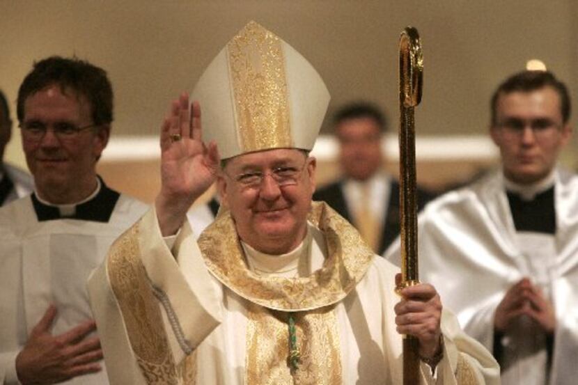 Newly installed Catholic Bishop of Dallas Kevin Farrell waved to well-wishers in 2007. He's...