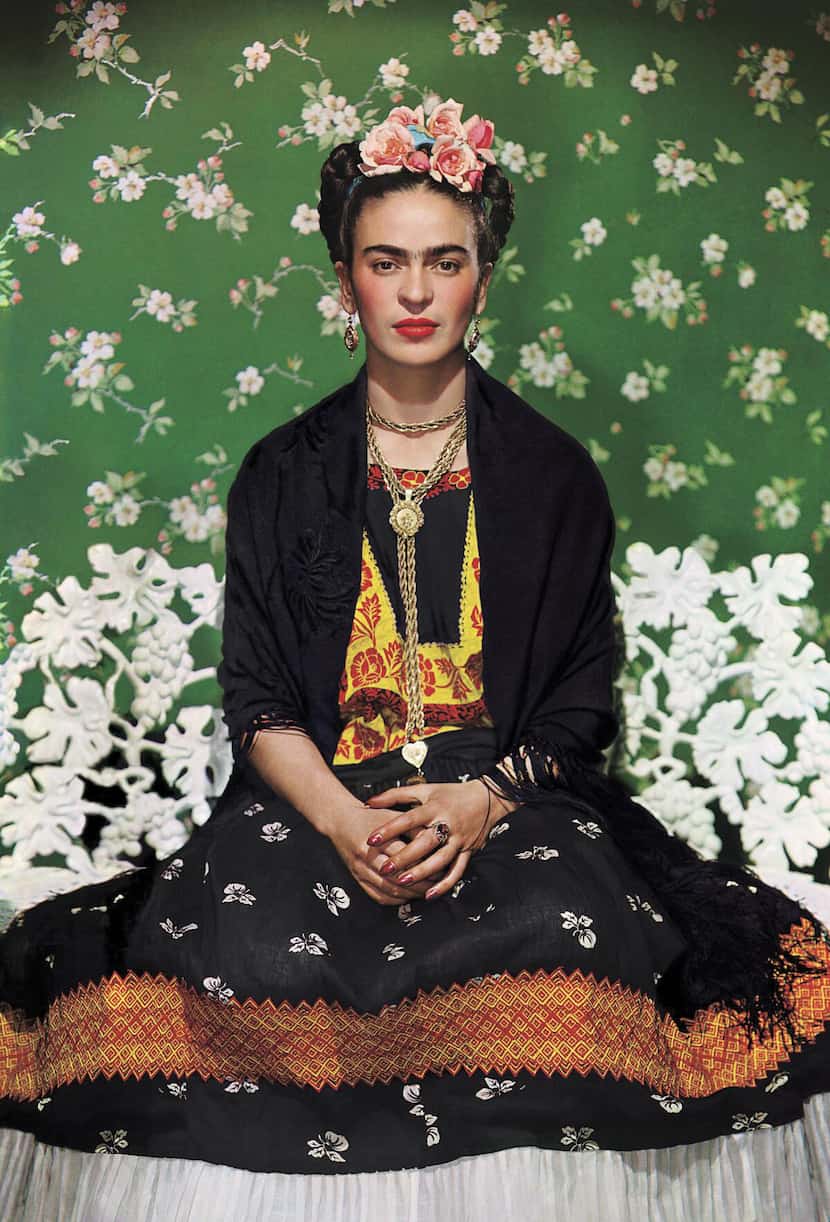 "Frida on White Bench, New York" (1939) by Nickolas Muray is part of the show  Frida: Beyond...