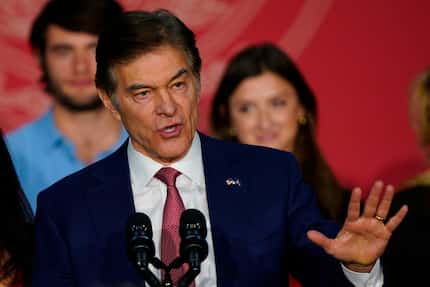 Republican Mehmet Oz, speaking on election night Nov. 8, 2022, in Newtown, Pa., put at least...