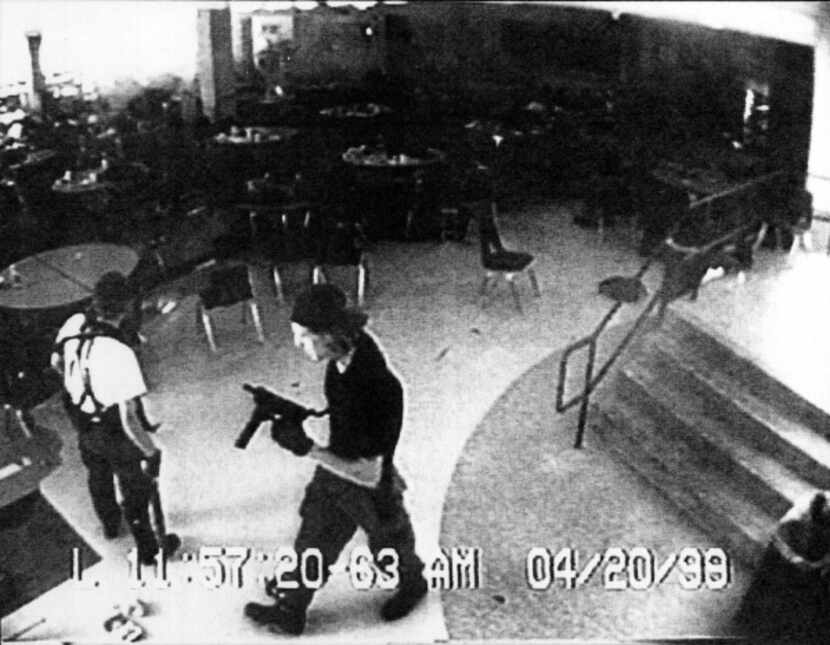 This frame grab from security video shows Eric Harris (left) and Dylan Klebold in the...