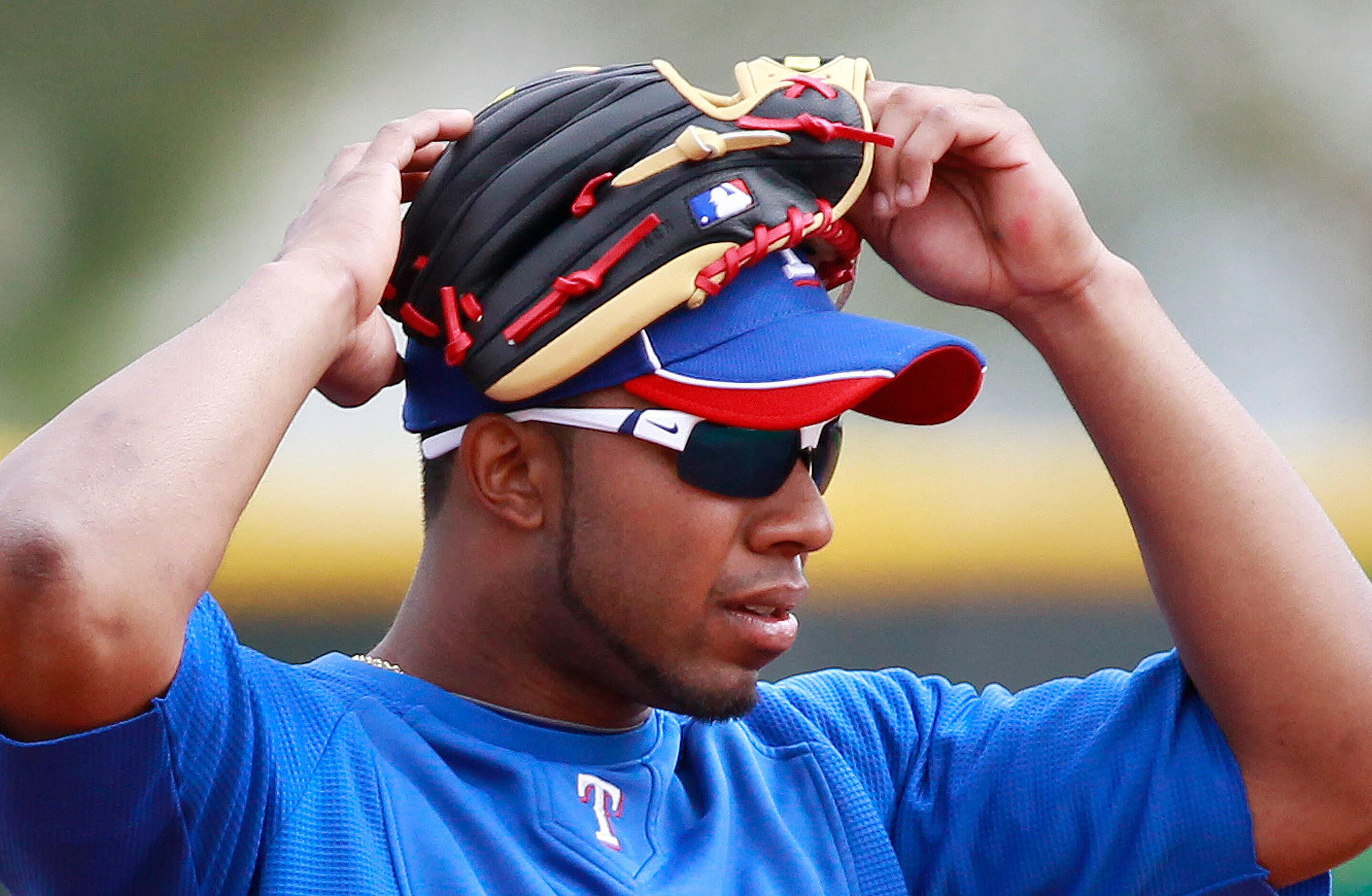 What Pros Wear: What Pros Wear: Elvis Andrus (Glove, Sunglasses, Sleeve) -  What Pros Wear