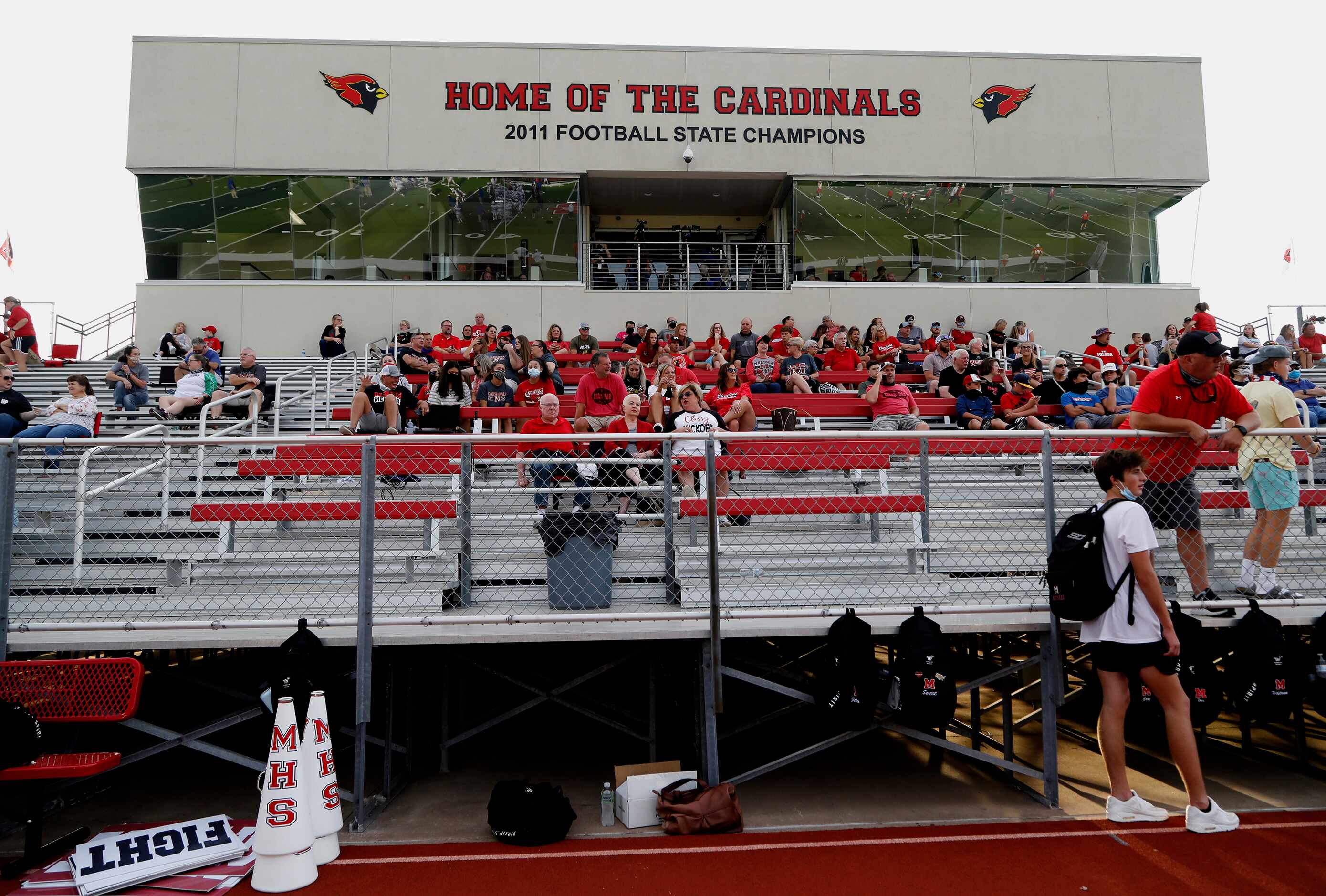 The Melissa High School fans wait for kickoff as Melissa High School hosted Sunnyvale High...