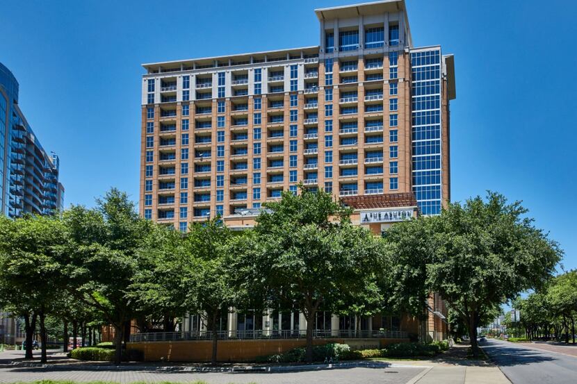 The Ashton apartment tower is located on Cedar Springs Road across from the Crescent.