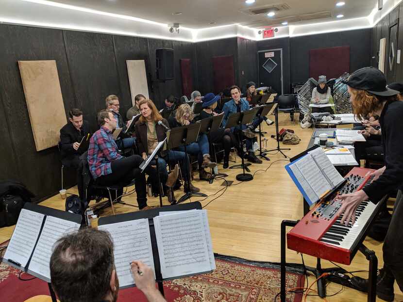 Behind-the-scenes in rehearsals for Oswald, the musical, in a photo taken in March 2019 in...