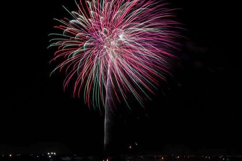 Fireworks seen over North Texas on Tuesday, July 3, 2018. (Ashley Landis/The Dallas Morning...