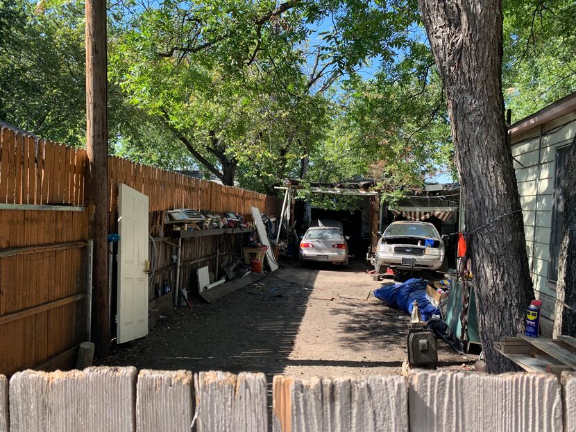 The backyard of Guillermo Lorenzo, where a 16-year-old boy died after three dogs attacked him.