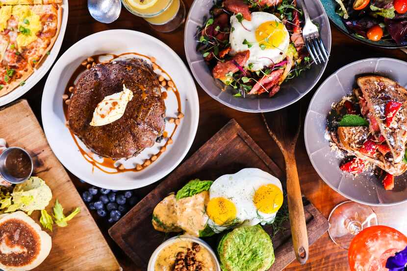 Encina will serve brunch on Easter. From left, blue corn pancakes, biscuits and gravy, beet...