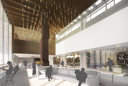 A conceptual rendering of the new 15,000-square-foot American Airlines Admiral Club lounge...