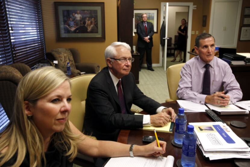 Baylor Health Care System president and CEO Joel Allison (right), chief legal counsel Steve...