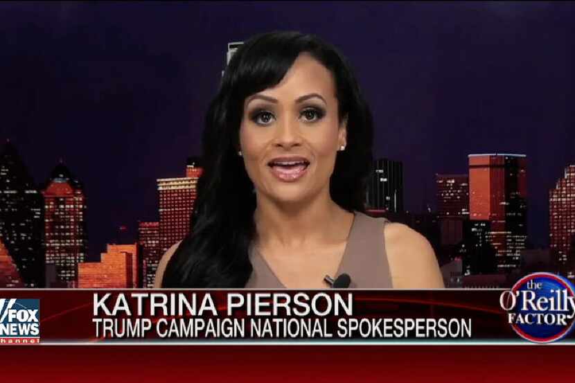 Katrina Pierson, national spokeswoman for the Donald Trump campaign, speaks during a...