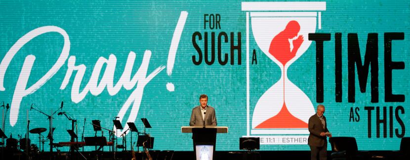 Dr. Steve Gaines gives the president's address during the Southern Baptist Convention annual...