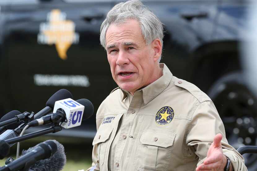 Gov. Greg Abbott speaks on the topic of illegal immigration during a press conference on the...