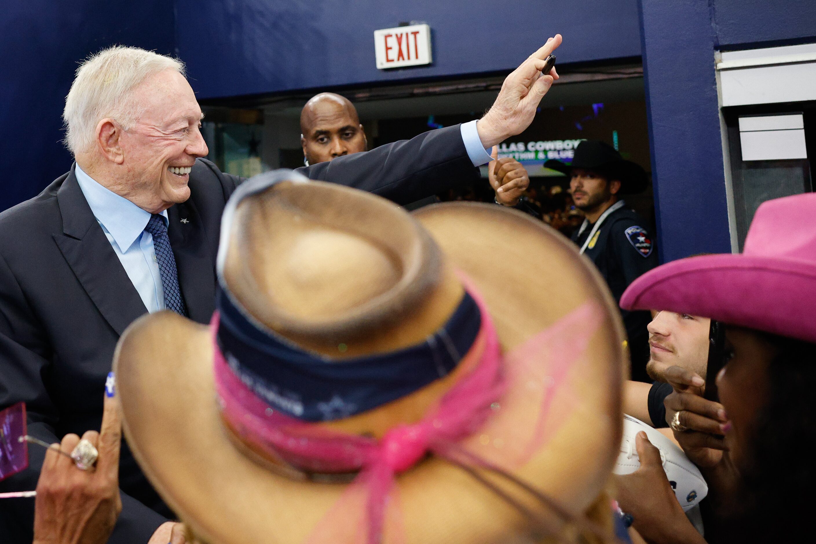 Dallas Cowboys owner Jerry Jones greets fans before an NFL football game between the Dallas...