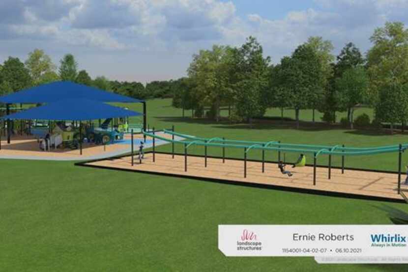 This is a rendering of one of the play areas that is planned to open in fall 2021 at Ernie...