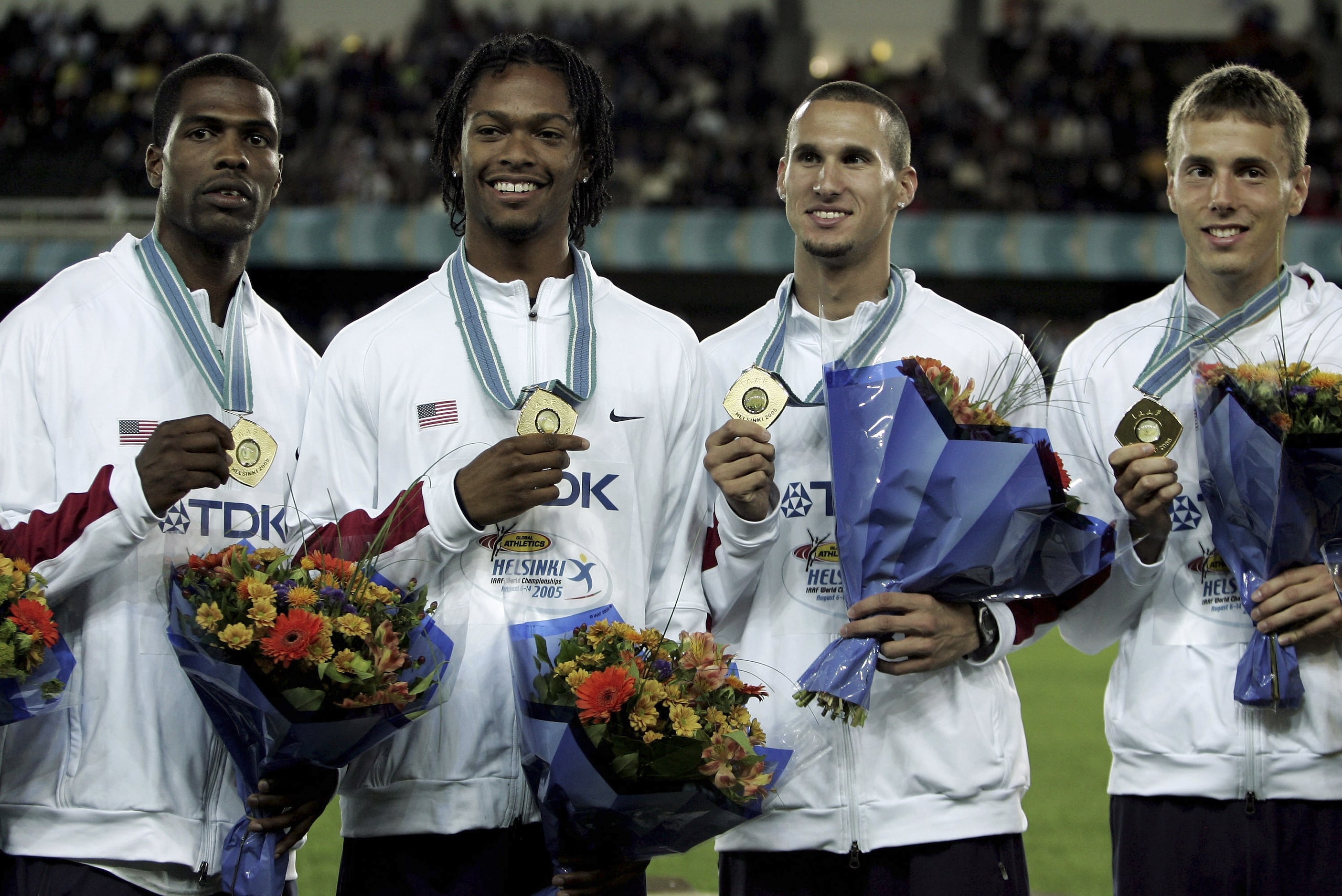 From 2005: From left to right: Derrick Brew, Darold Williamson, Jeremy Wariner and Andrew...