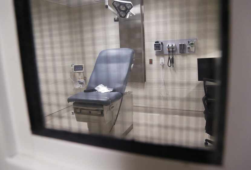 A patient exam room in the mental health section at the Dallas County jail.