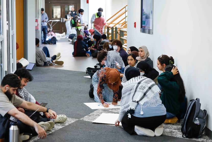 Dozens of pro-Palestine students gathered for a sit-in at the University of Texas in Dallas...