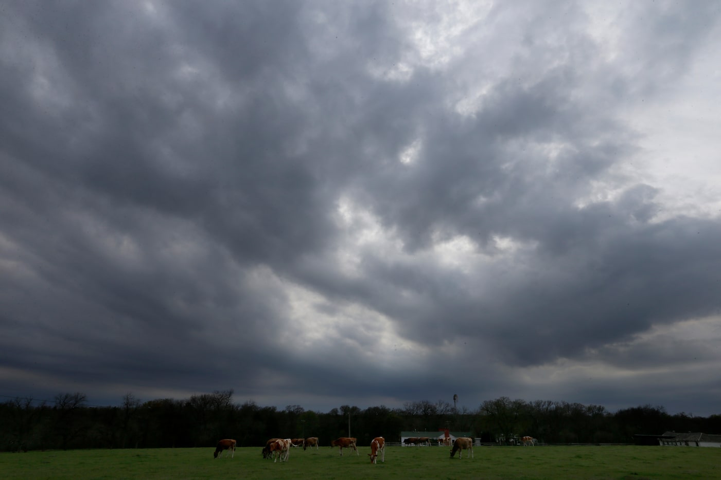 Dark clouds are seen above Lavon Farms on N. Jupiter Rd. in Plano, on Saturday, March 11, 2017.