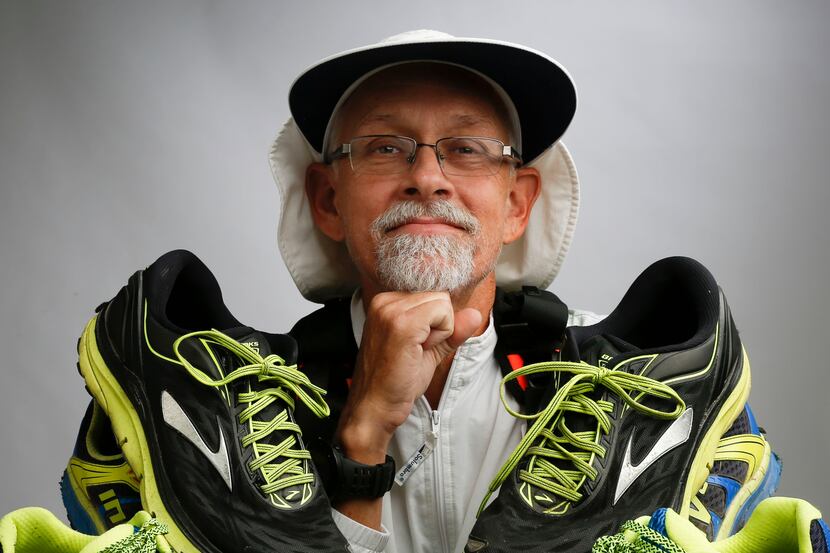 Don Muchow, of Plano, used multiple pairs of shoes to complete the 8th Annual Capital to...