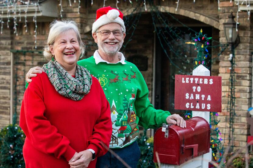 Linda and Jim Shultz in front of their Lake Highlands home in northeast Dallas on Wednesday....