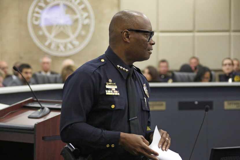  Dallas Police Chief Brown at the council's Public Safety Committee (Louis DeLuca/Staff...