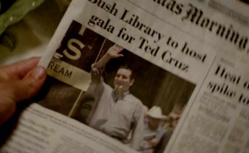 
Ted Cruz campaign staffers hung posters prior to his election-night party at the South...