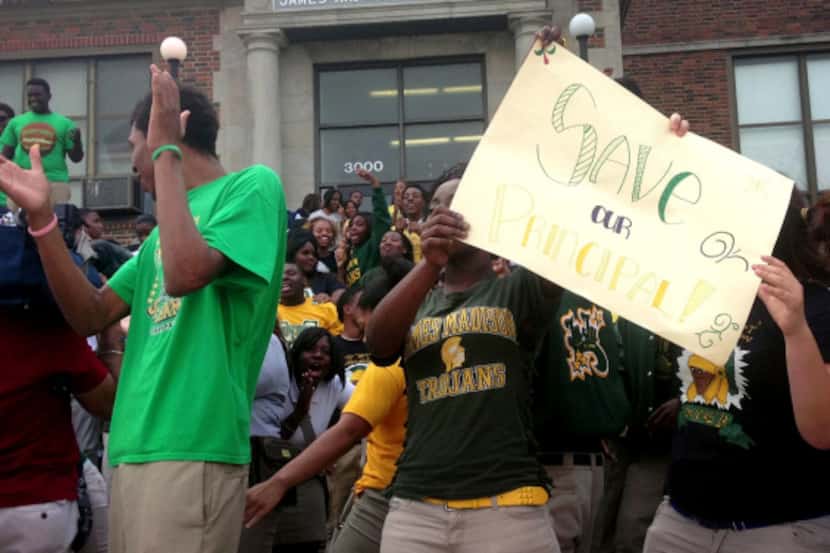 Students at Madison High School walked out of class on Friday to protest new DISD evaluation...