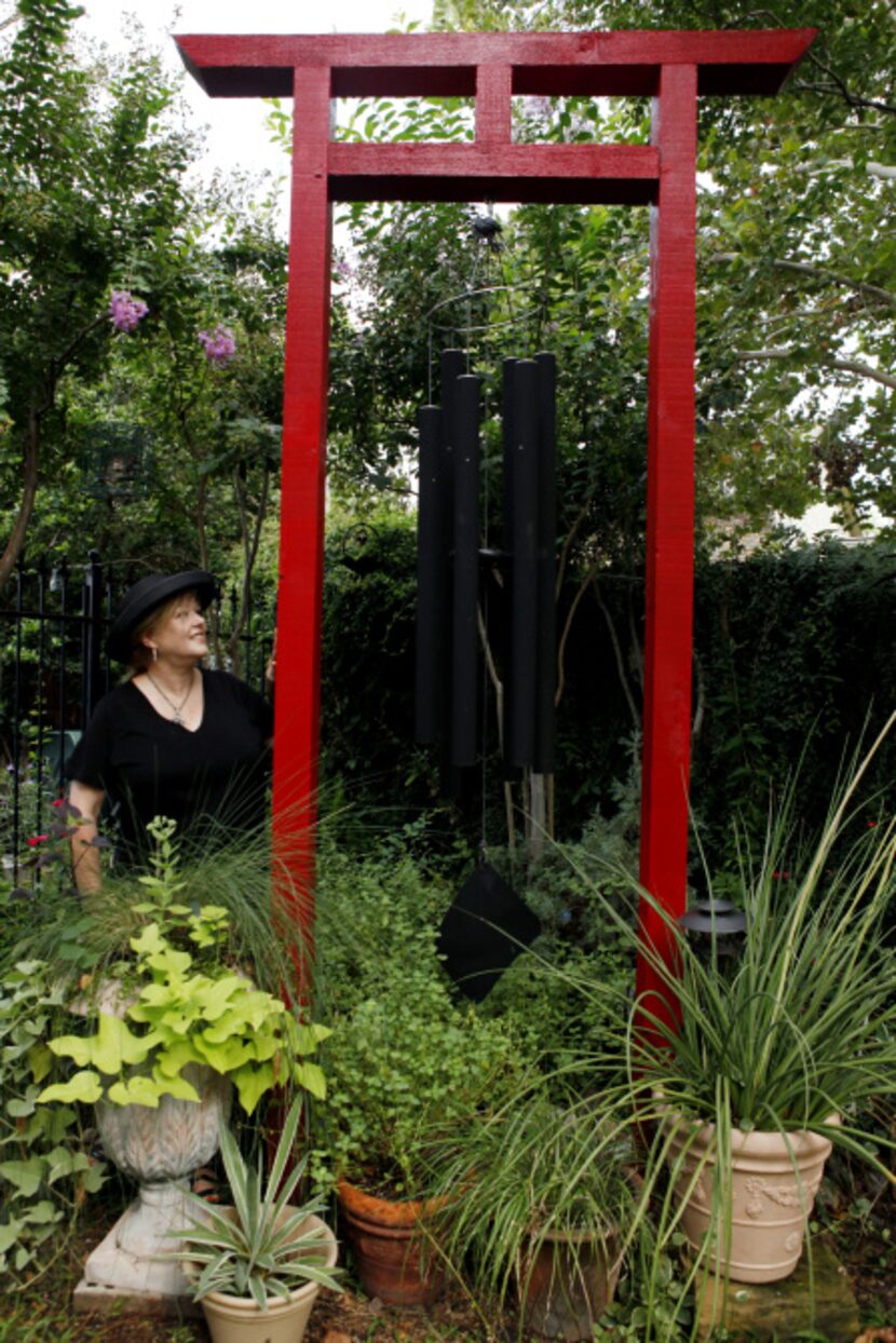 Christy Hodges pictured in her traditional English garden on September 13, 2013 at her home...