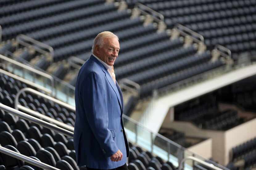 Dallas Cowboys owner Jerry Jones is pictured before a press conference detailing George...