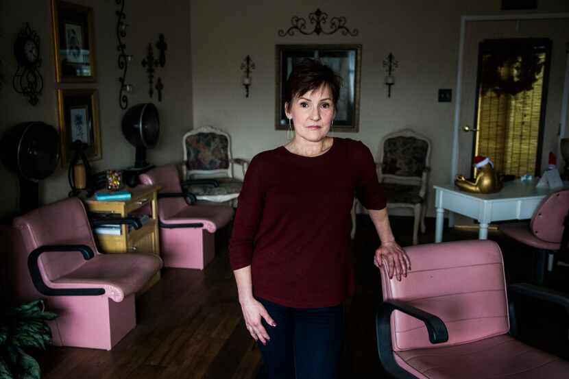 Robbie Hamilton is shown at The Beauty Shop at The El Dorado in Richardson, where she works....