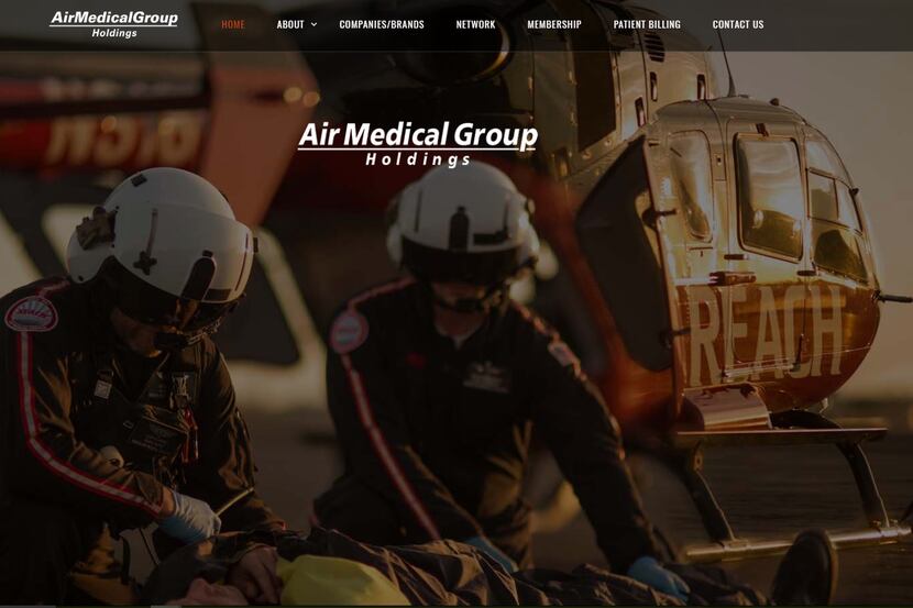 Screen grab of the website for American Medical Group Holdings, a Lewsiville-based air...