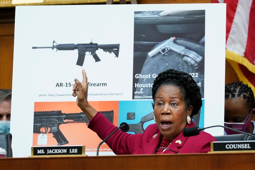 Rep. Sheila Jackson Lee  speaks in support of Democratic gun control measures, called the...