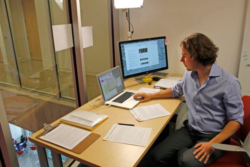 
Dr. Maximilian Schich works in his lab at the Edith O’Donnell Arts and Technology Building...