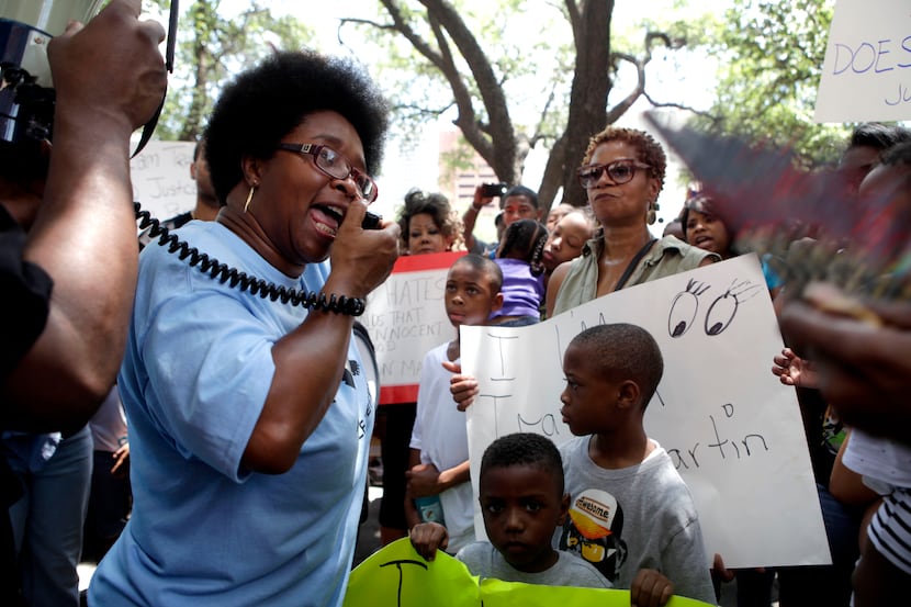 Olinka Green (left) rallied the crowd at a 2013 rally held in Dallas to demand justice for...
