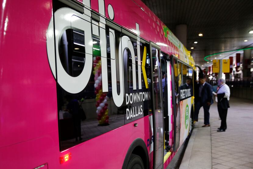 DART's all electric bus at the DART Convention Center Station in Dallas on Tuesday, July 10,...