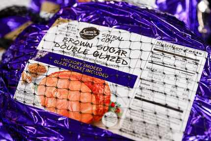 A spiral cut ham for sale is pictured at a Walmart on Lyndon B. Johnson Freeway in Dallas on...