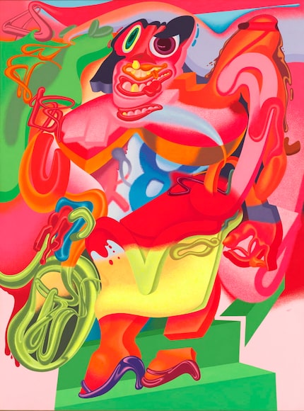 Peter Saul ( b. 1934).  de Kooning's Woman with Bicycle, 1976. Acrylic on linen. Whitney...