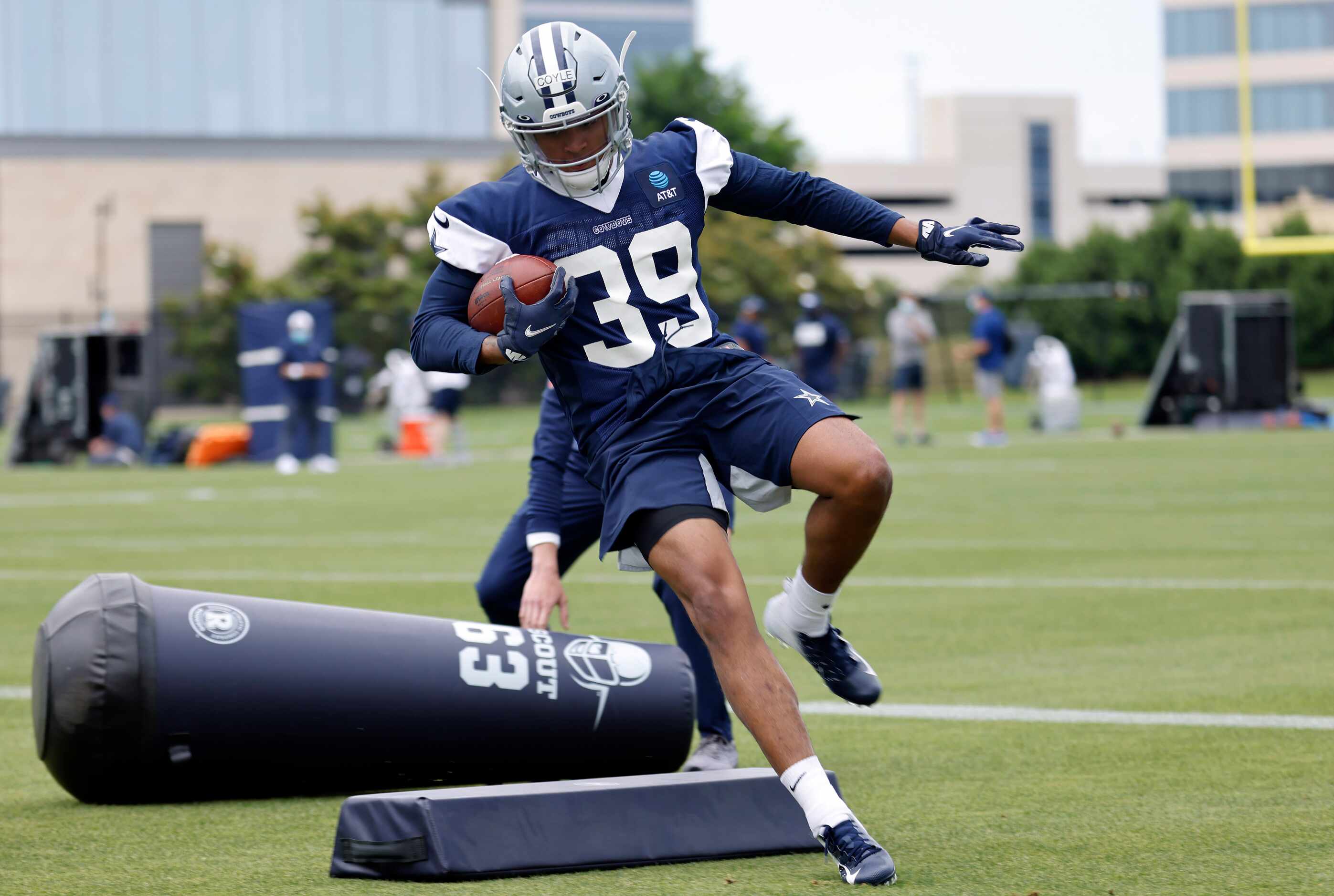 Dallas Cowboys rookie defensive back Tyler Cole (39) runs through drills at rookie minicamp...