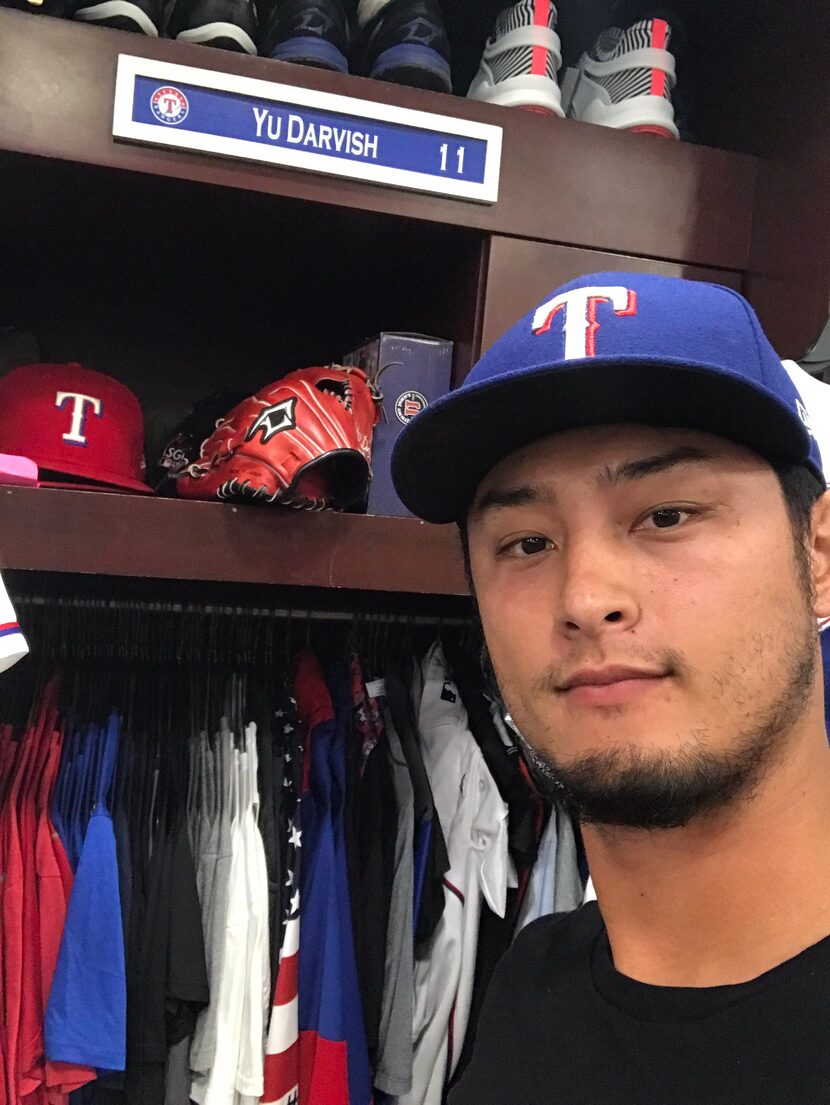 Darvish took a locker selfie minutes before his trade to the Dodgers went through.