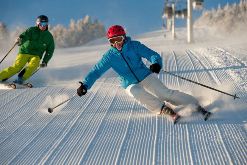 Groomed trails known as "corduroy" in the ski world abound at Stratton Mountain Resort in...