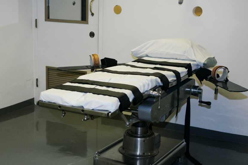 FILE - In this April 15, 2008 file photo, the gurney in the execution chamber at the...